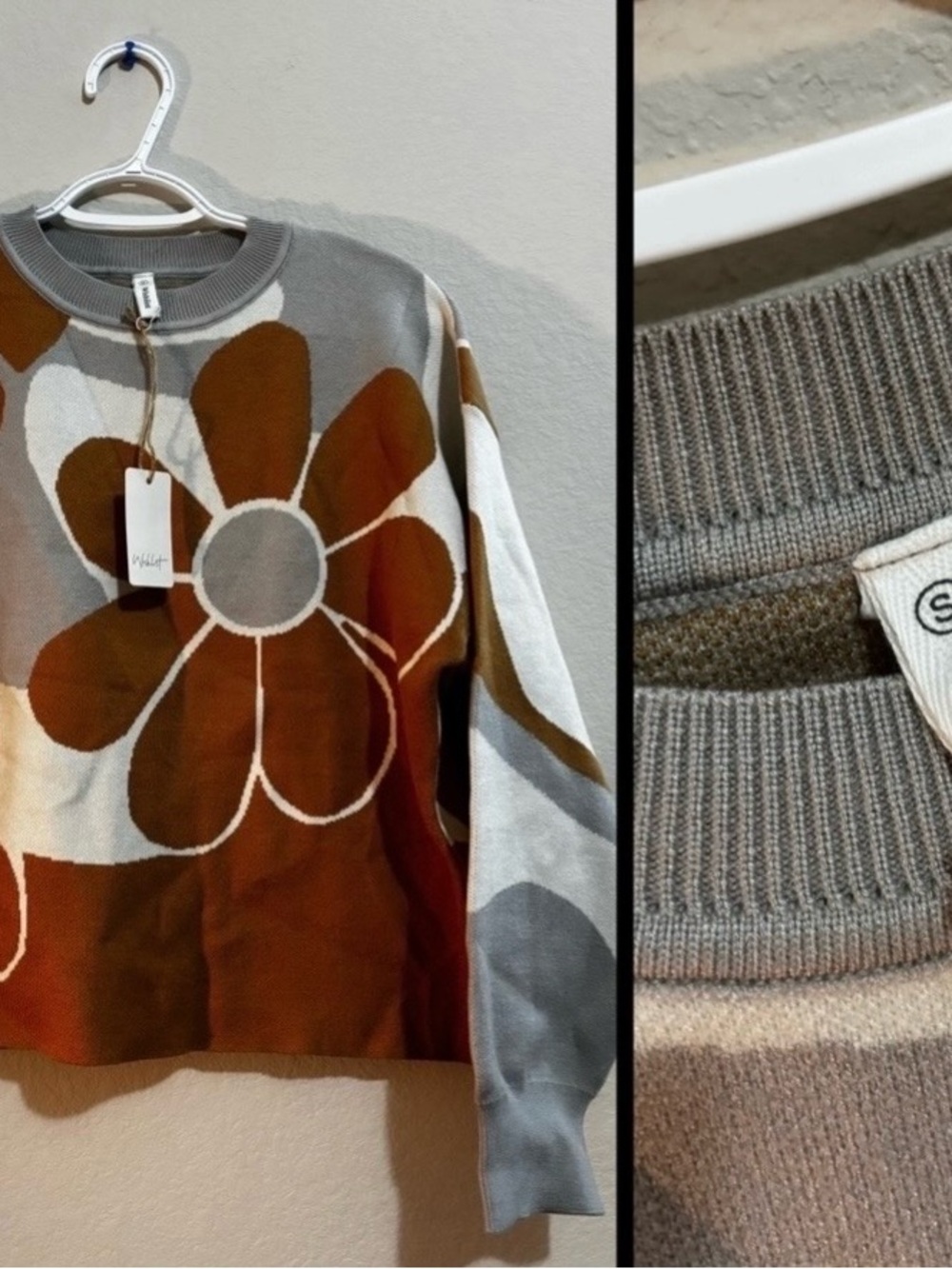 Wishlist Floral Crewneck Sweater - Brown & Gray